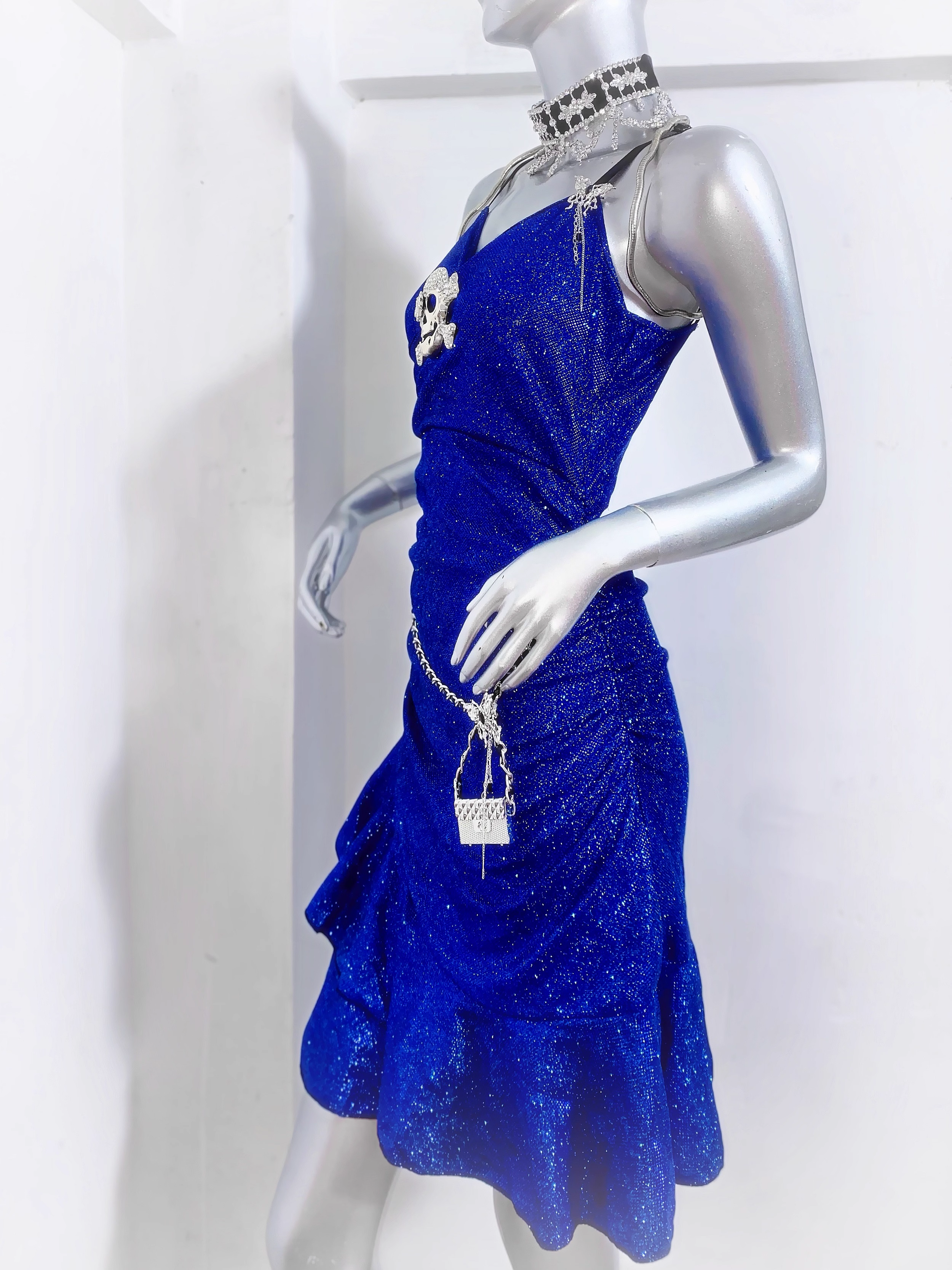 Charming Royal Blue Spaghetti Straps Ruffles Short Birthday Dress Homecoming Dress