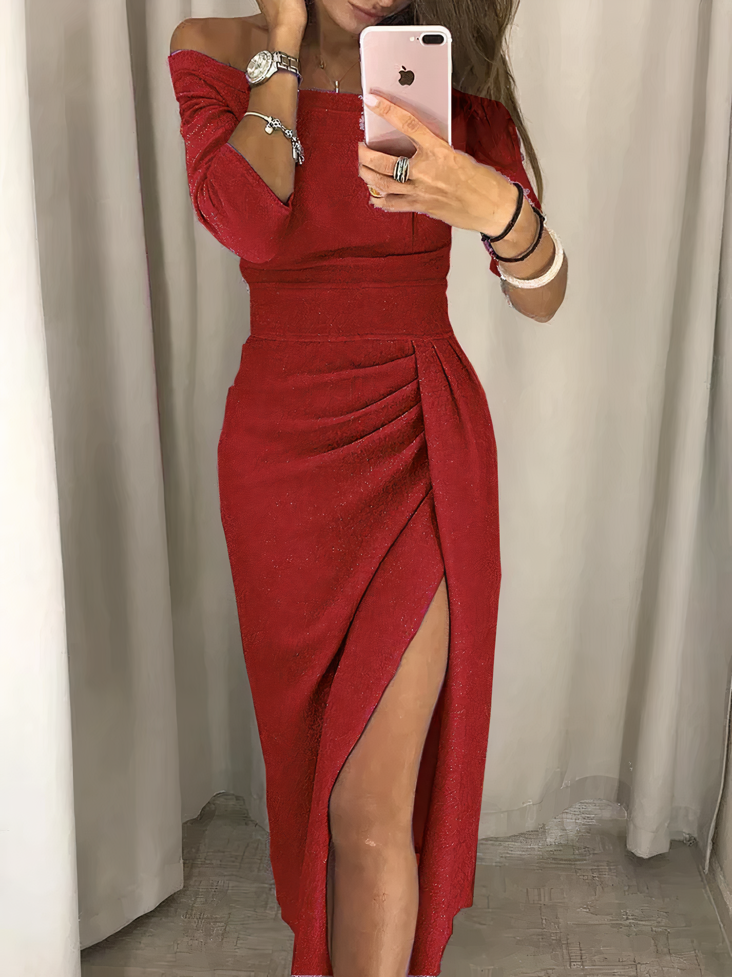 Gloria Statement Shoulder Hugging Pencil Dress Premium Wardrobe Essential