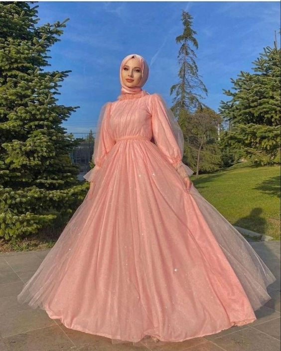 Pink tulle long prom dress pink tulle evening dress Y6325 - VelvetHem