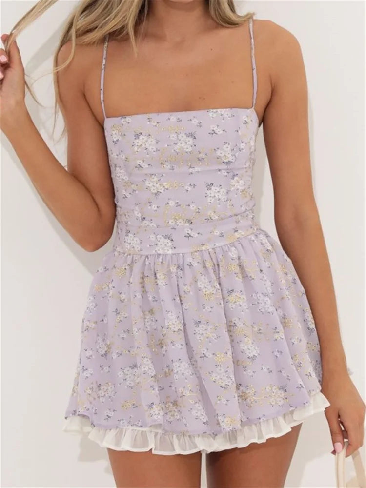 Sleeveless Spaghetti Strap Backless Mini Dresses - VelvetHem