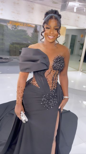 Grey Mermaid African Prom Dress Evening Dress Y6096 - VelvetHem