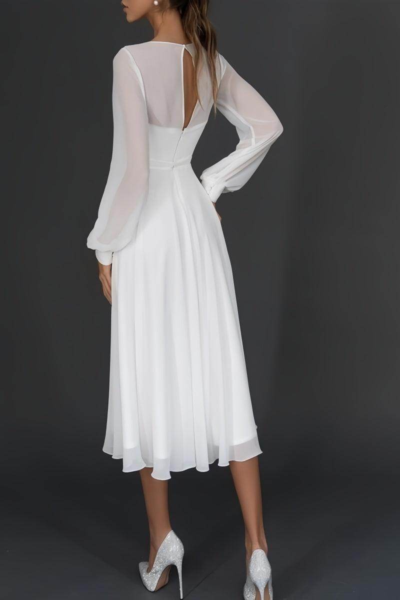 V-Neck Chiffon Dress for Civil Wedding & Bridal Shower