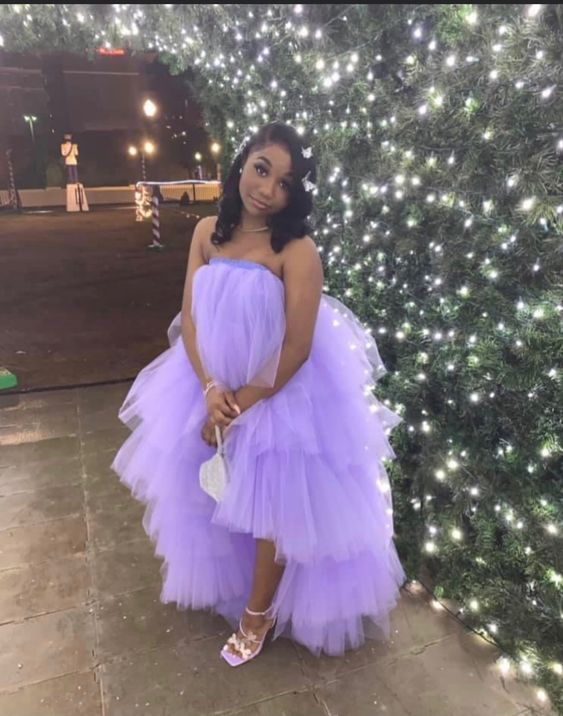Purple A-line Tulle Party Dress,21th Birthday Dress - VelvetHem
