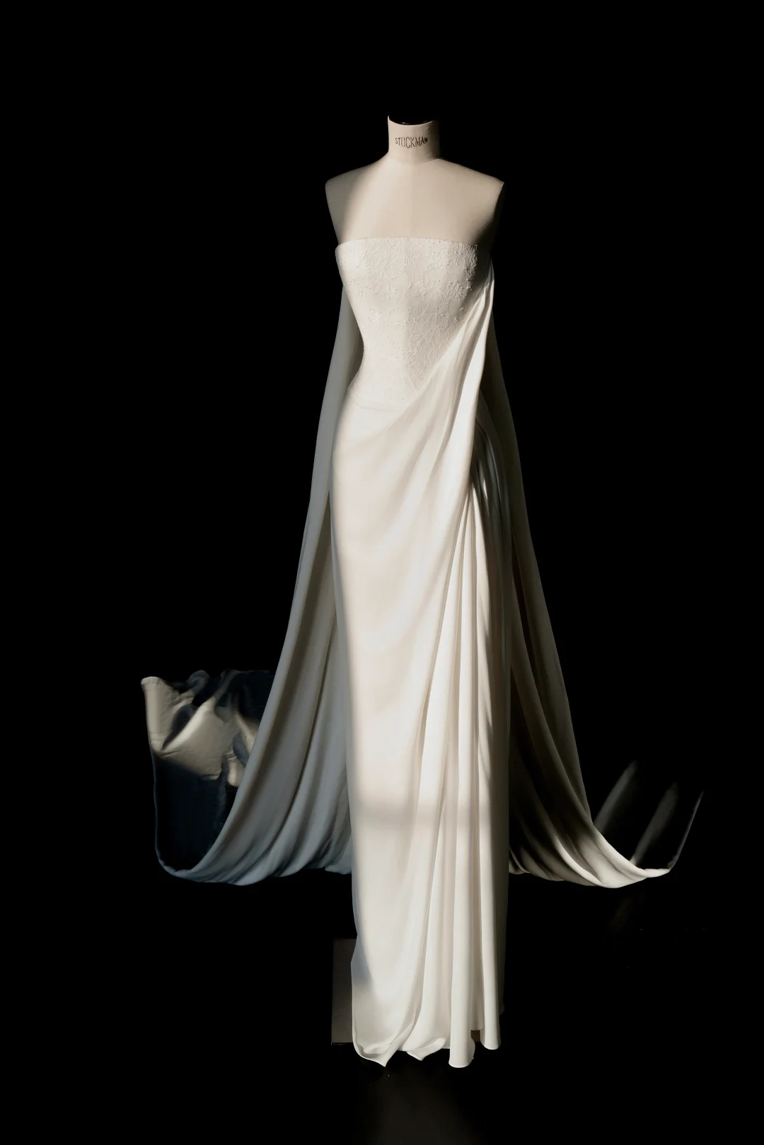 Simple Strapless Satin Lace Sheath Long Prom Dress White Evening Dress Y8689
