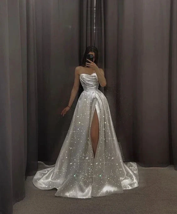 Charming White A-line Satin Wedding Dress Y5900 by simplepromdress