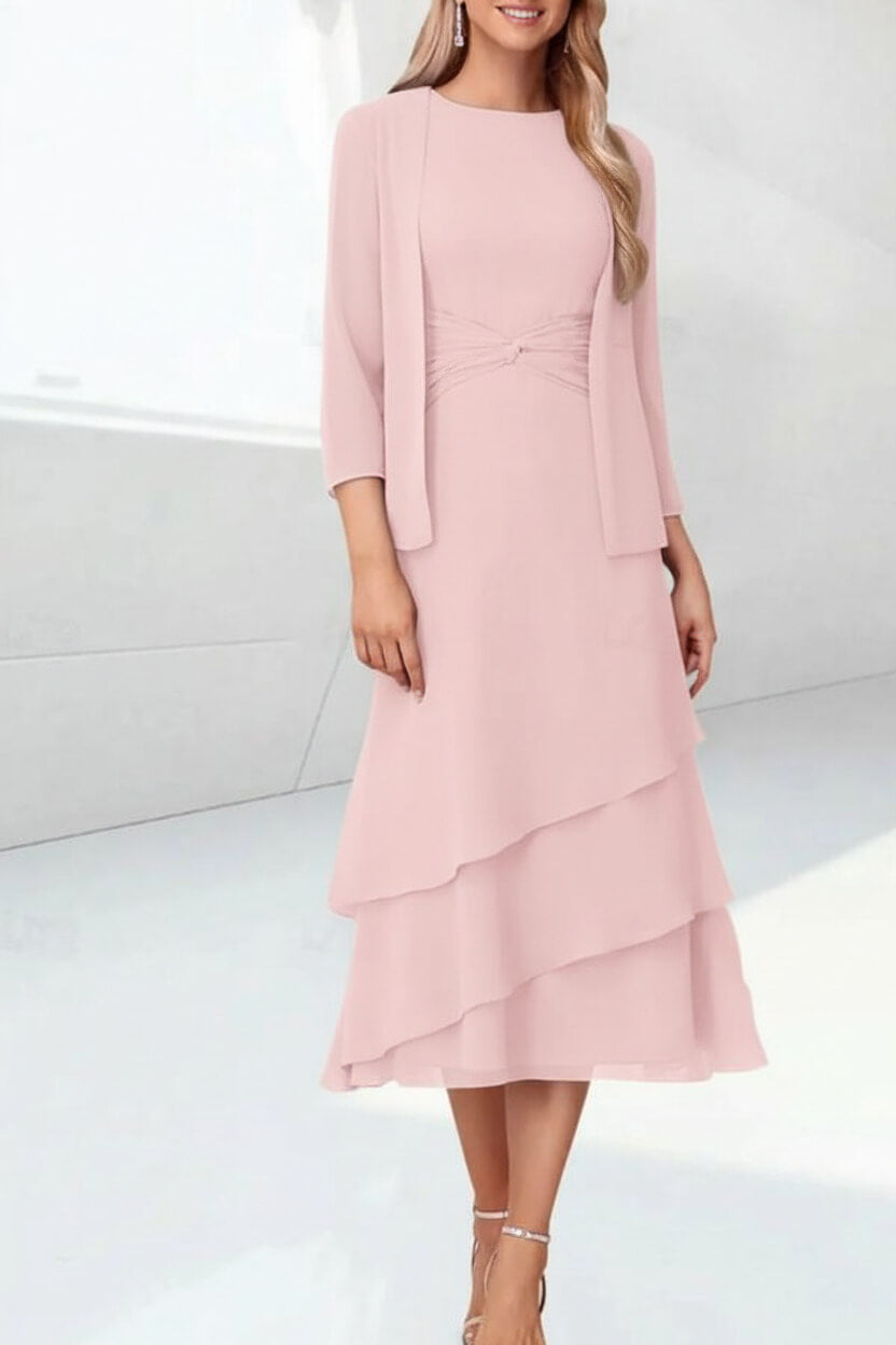 Mint Green Mother of the Bride Dress Chiffon Two Piece Wedding Guest Dress