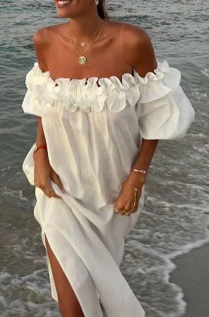 Halima Timeless Shoulder Hugging Midi Dress Premium Wardrobe Essential