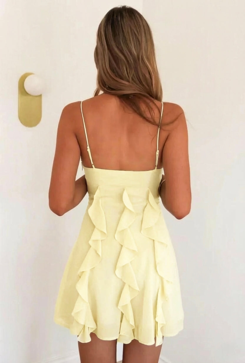 Chic A Line Spaghetti Straps Light Blue Short Homecoming Dress with Ruffles