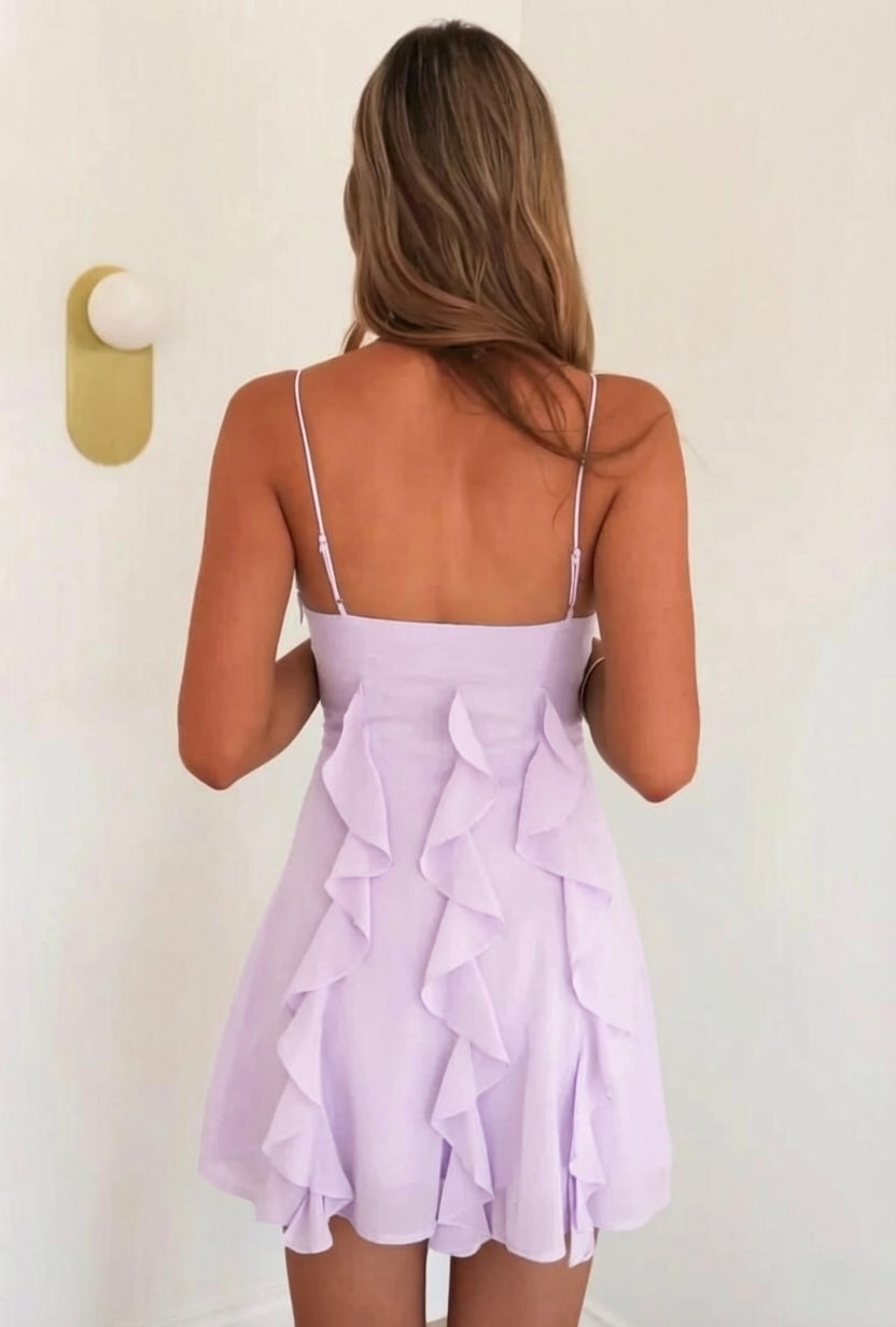 Chic A Line Spaghetti Straps Light Blue Short Homecoming Dress with Ruffles