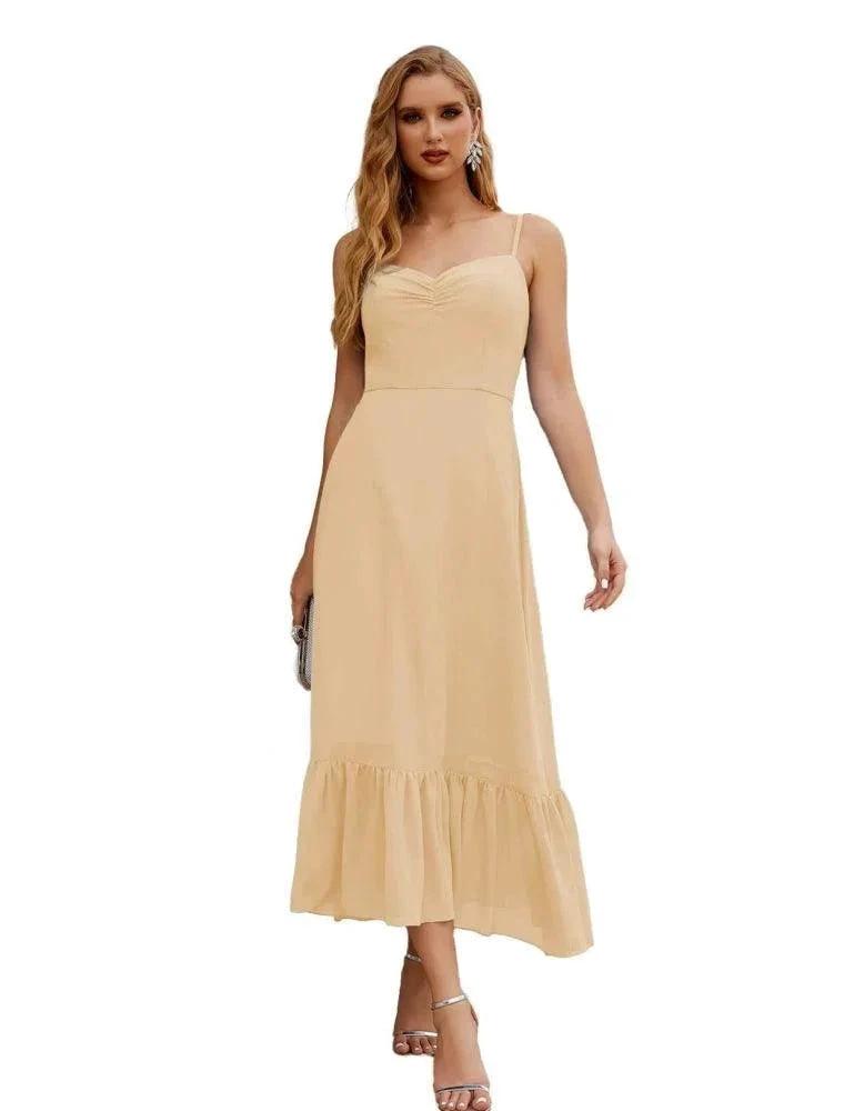 Numbersea Spaghetti Strap Chiffon Bridesmaid Dress Ankle Length Formal A Line Cocktail Party Homecoming Dress for Juniors SEA28028 by numbersea
