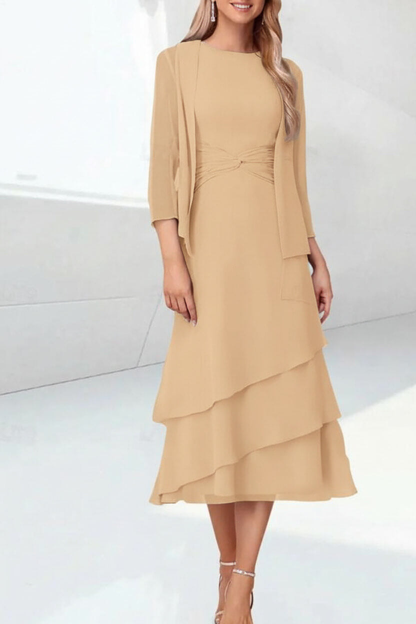 Mint Green Mother of the Bride Dress Chiffon Two Piece Wedding Guest Dress