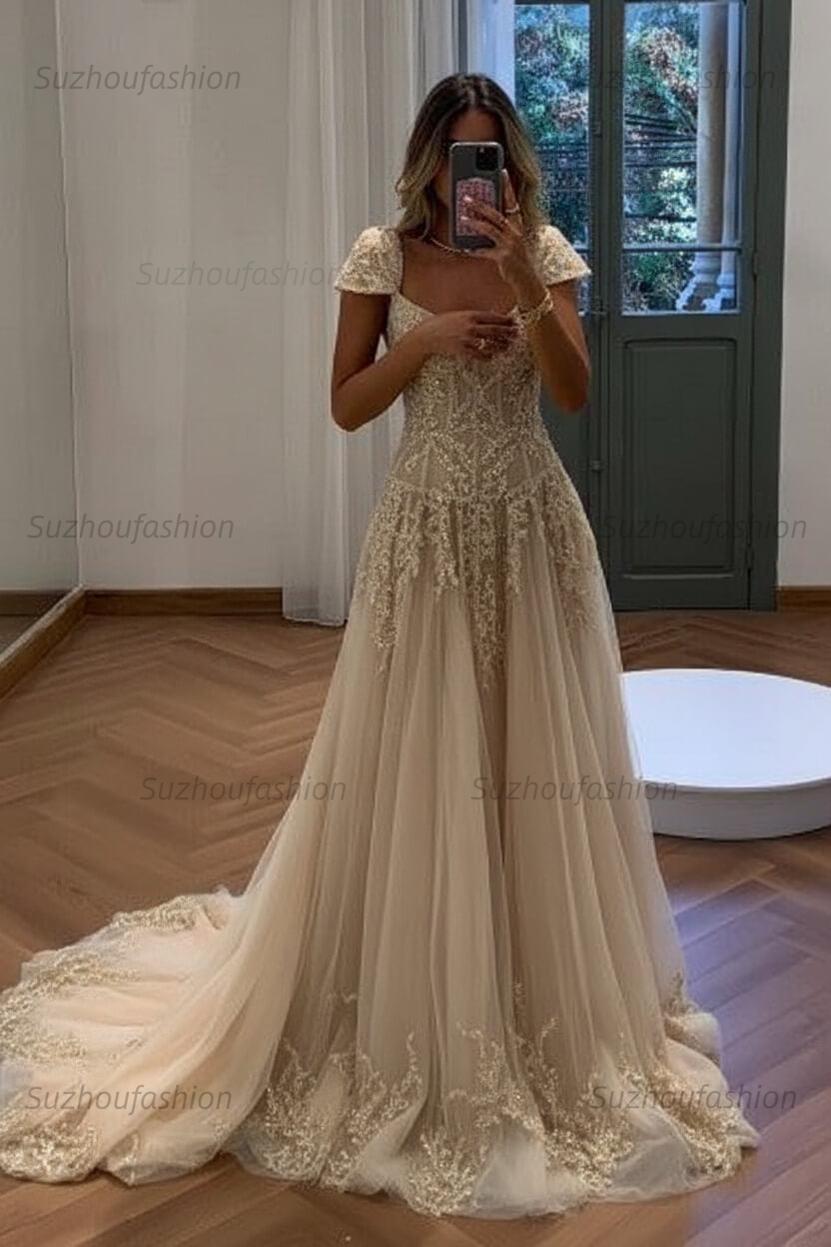 Suzhoufashion Gorgeous A Line Sweetheart Light Green Long Prom Dress With Appliques Formal Evening Gown