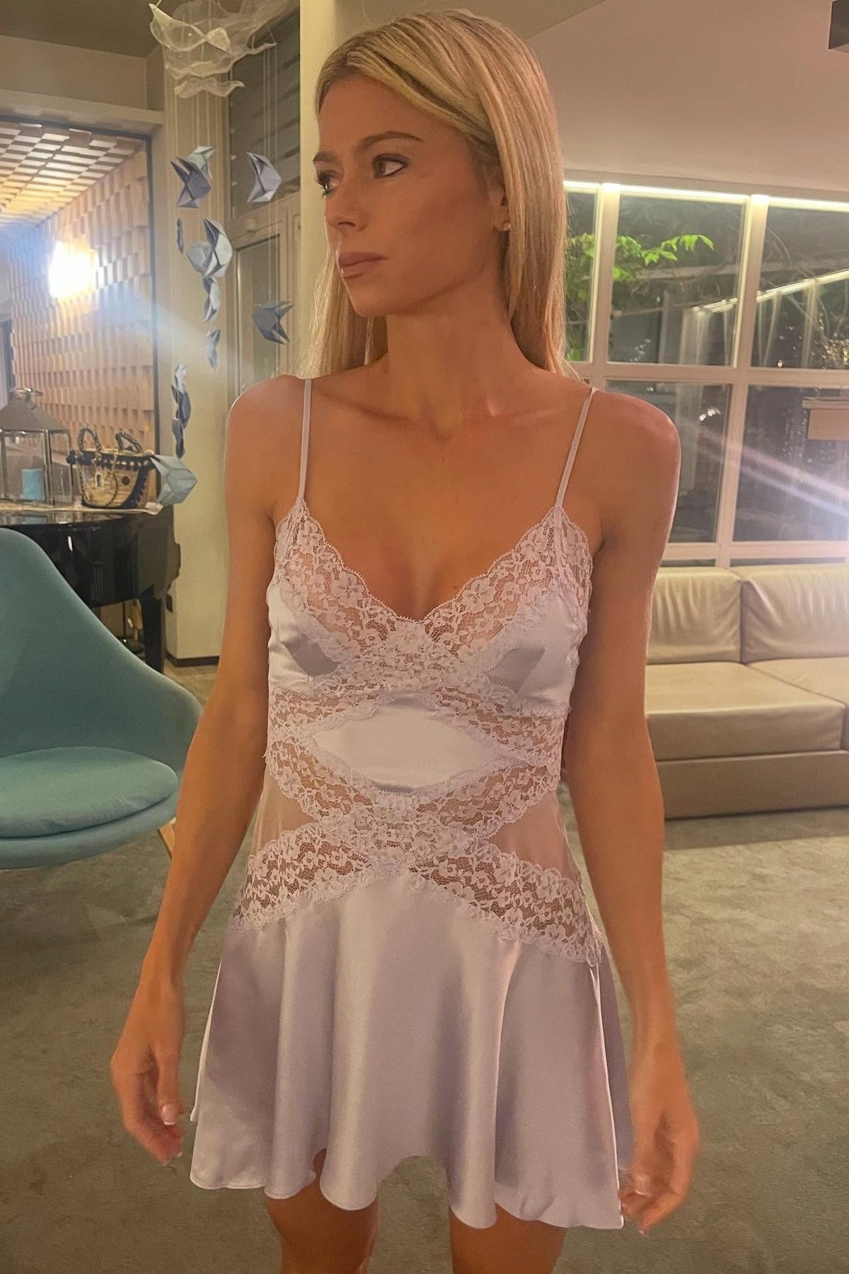 Charming A Line Spaghetti Straps Lilac Short Homecoming Dress with Lace