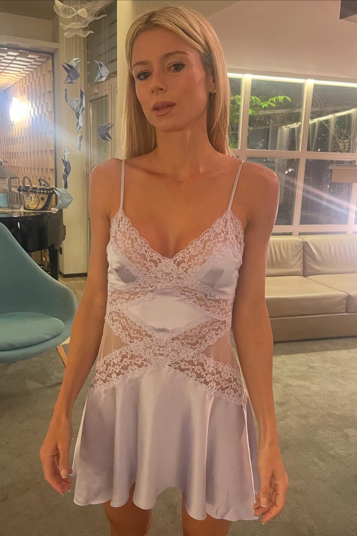 Charming A Line Spaghetti Straps Lilac Short Homecoming Dress with Lace