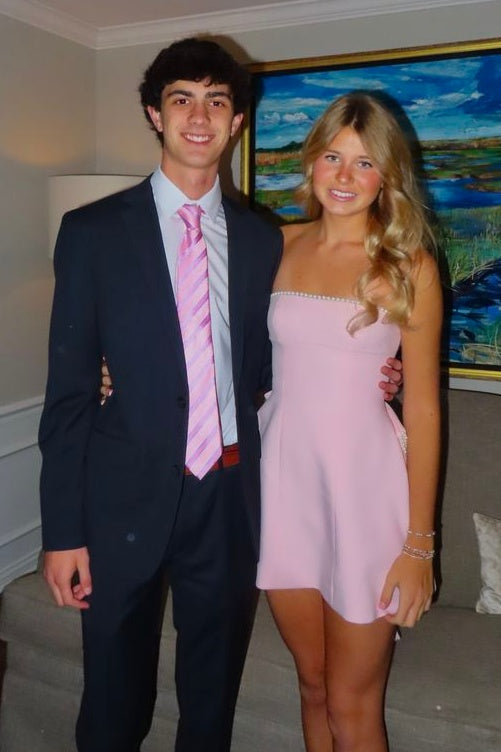 Charming A Line Strapless Pink Short Homecoming Dress with Pearls