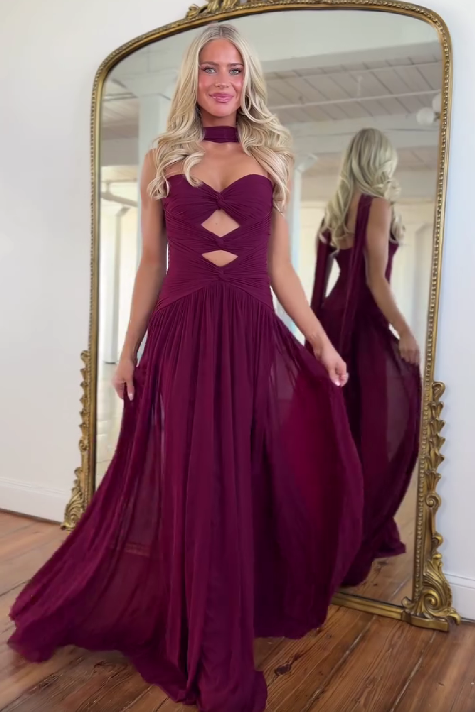 Charming A Line Sweetheart Burgundy Long Prom Dress with Keyhole