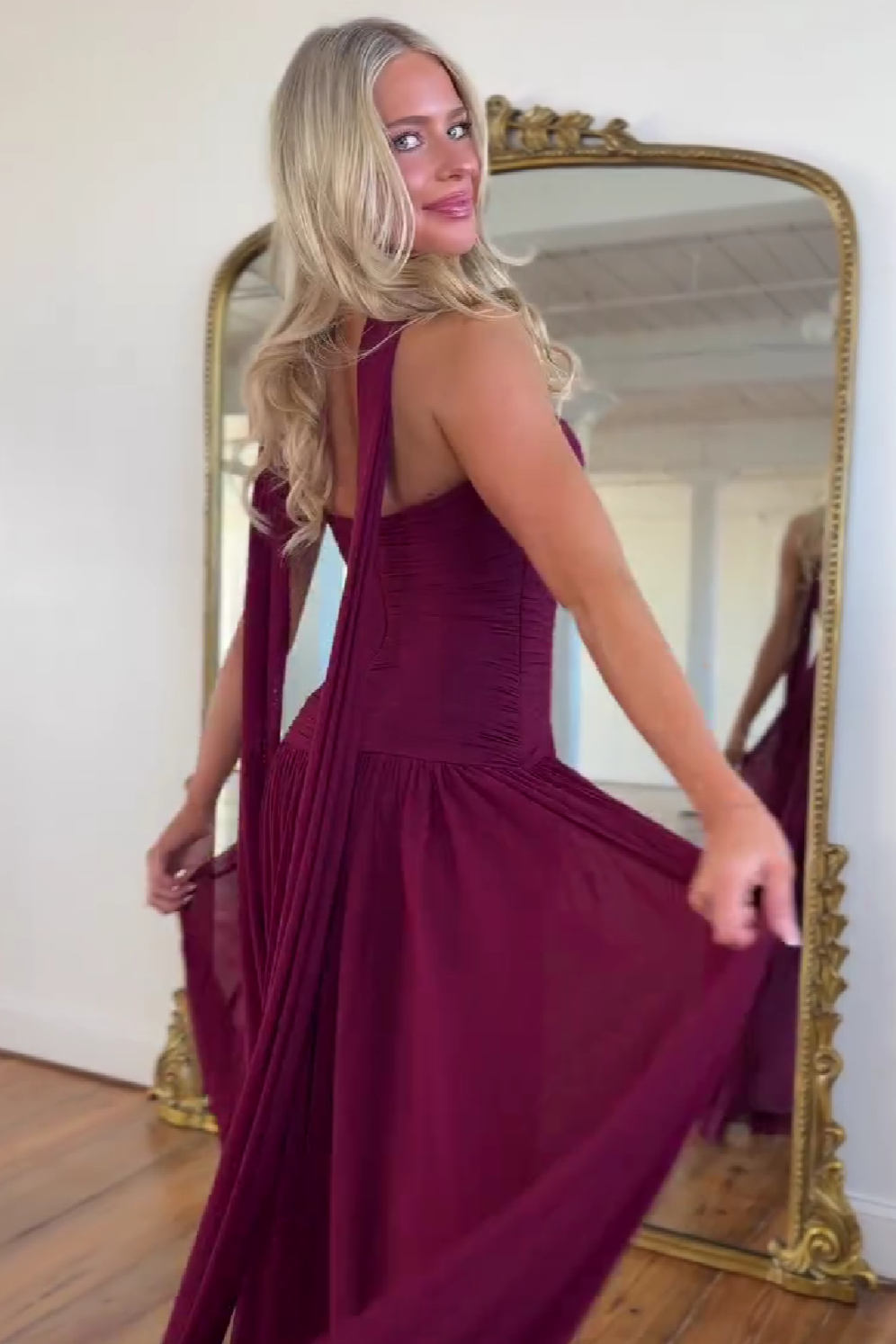 Charming A Line Sweetheart Burgundy Long Prom Dress with Keyhole