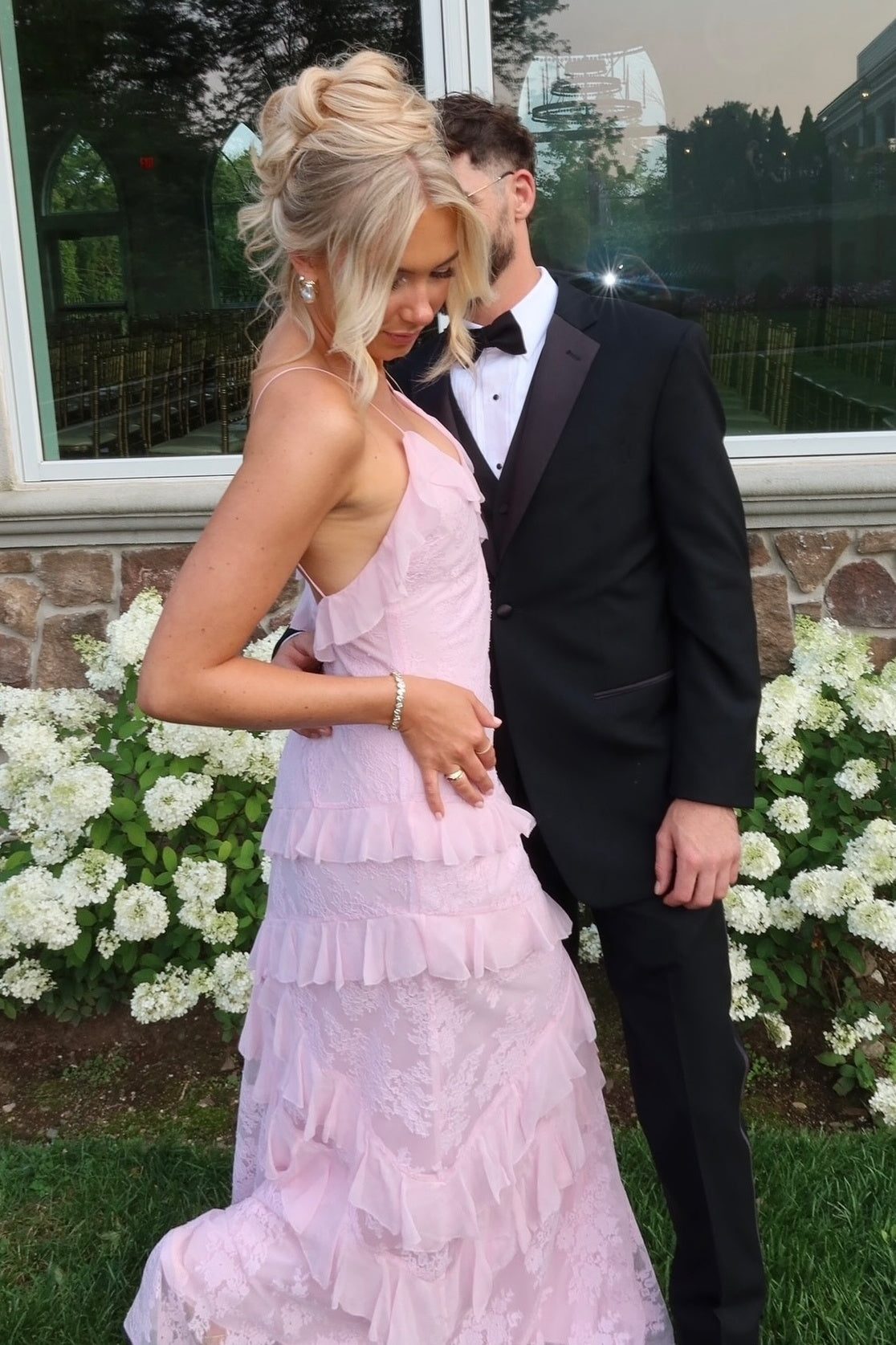 Charming Mermaid Spaghetti Straps Light Pink Long Prom Dress with Ruffles