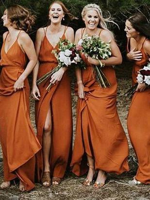 Charming Spaghetti Straps A-line Bridesmaid Dresses With Slit BD083 by pgmdress