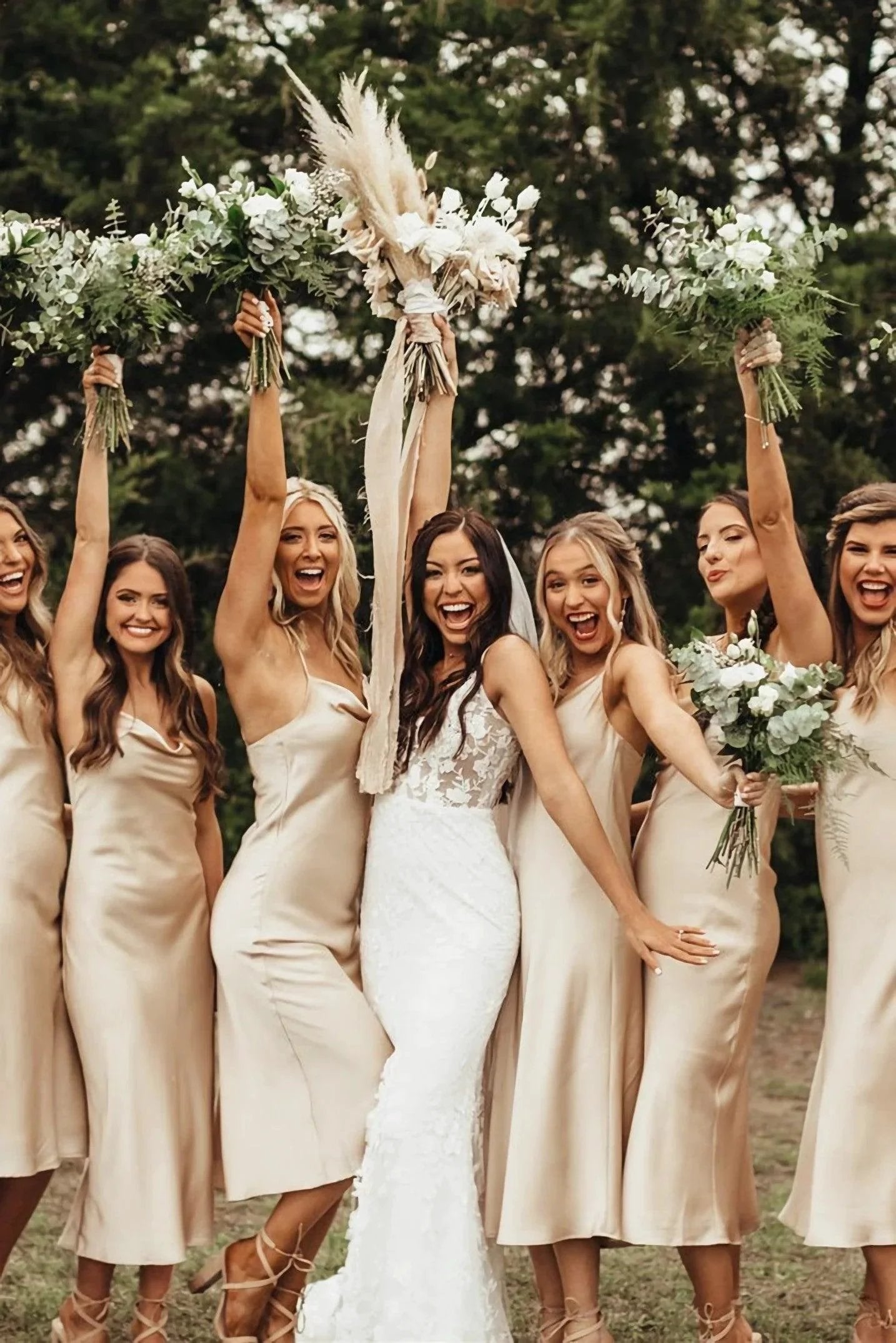 Charming Spaghetti Straps Champagne Silk Satin Bridesmaid Dresses (ZD13252)