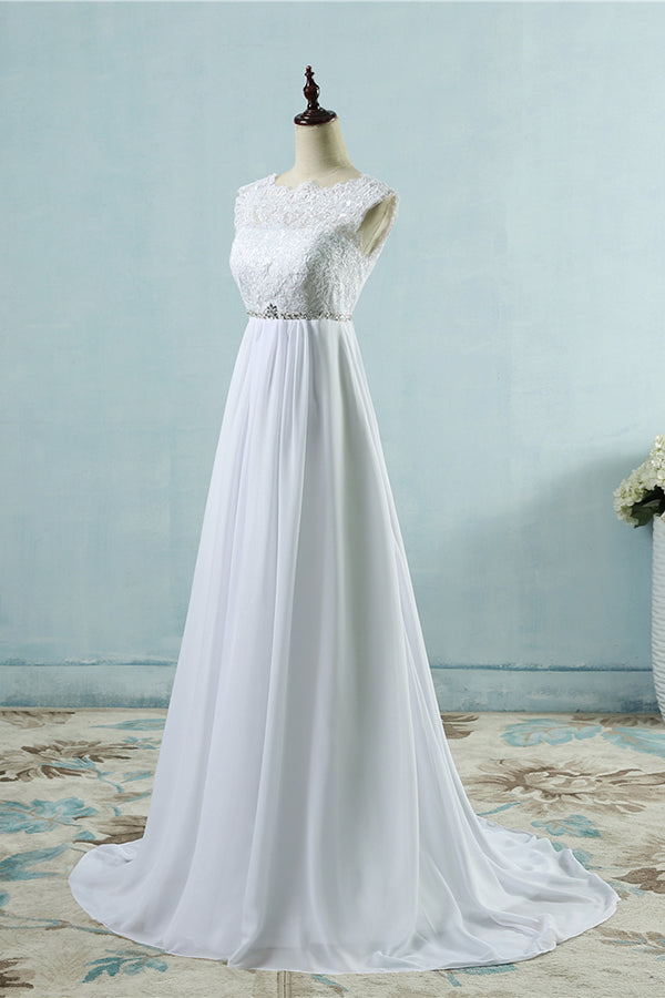 Chic A-line Lace Chiffon Floor Length Wedding Dress