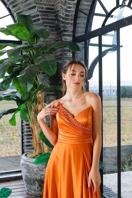 Chic Sleeveless Online Sequined Evening Dress With Split One Shoulder