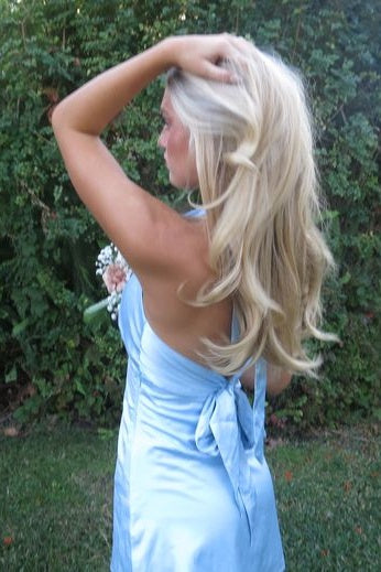 Cute A Line Halter Neck Light Blue Short Homecoming Dress with Open Back