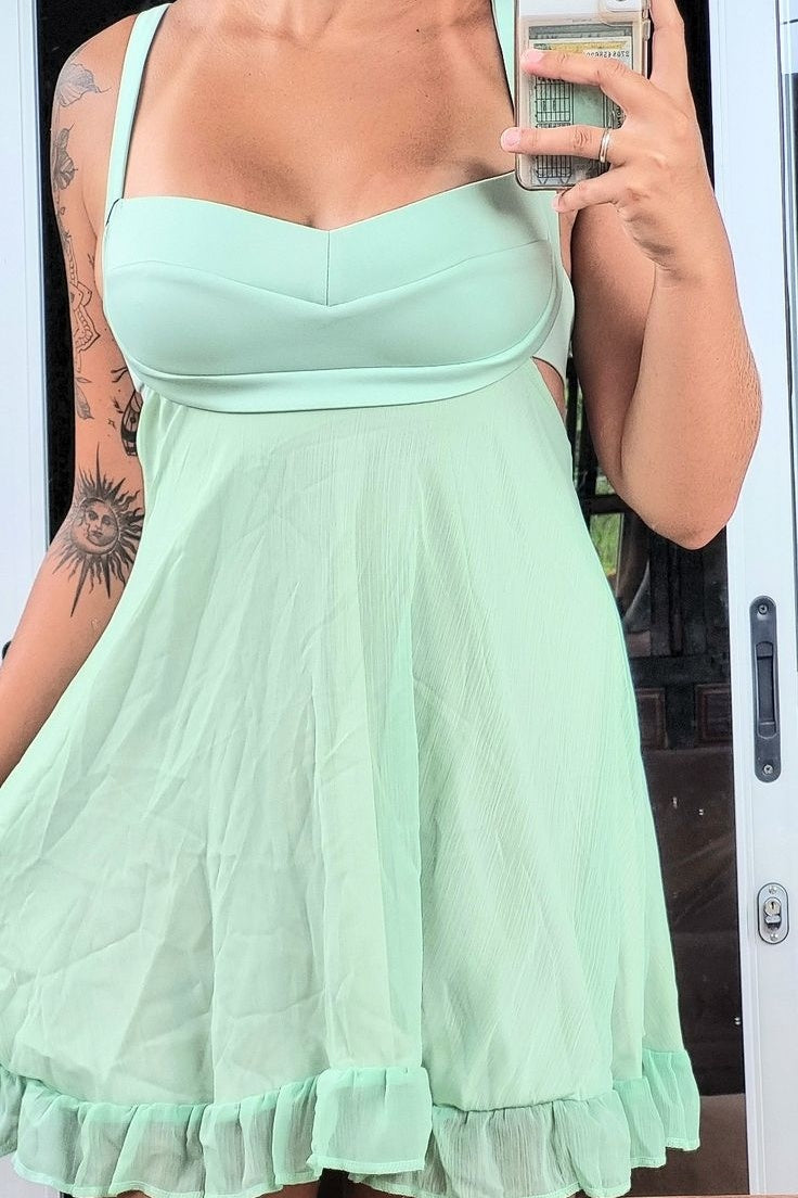 Chic A Line Sweetheart Light Green Short Homecoming Dress with Ruffles