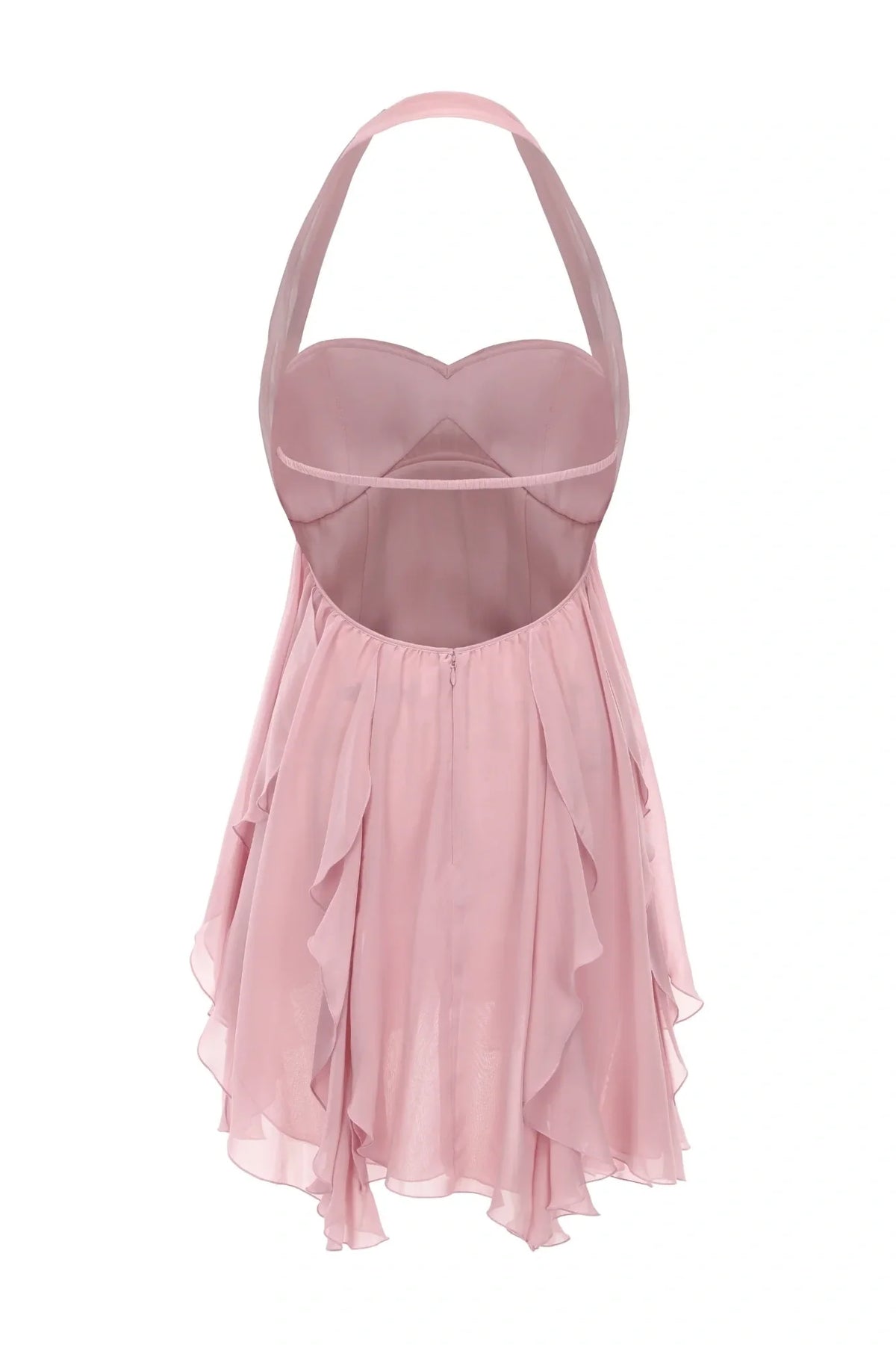 Chic A Line Sweetheart Pink Short Party Dress with Ruffles - View 6 | VelvetHem