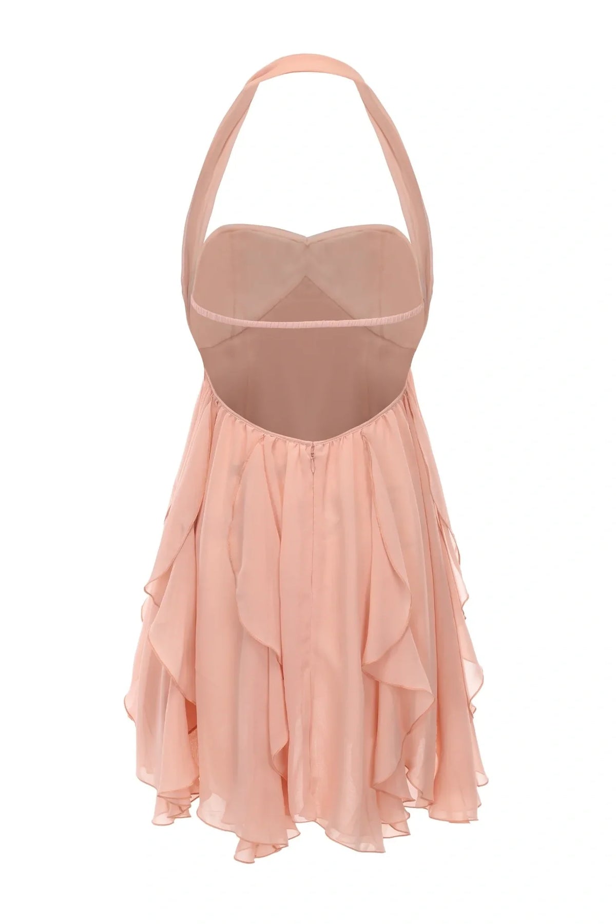 Chic A Line Sweetheart Pink Short Party Dress with Ruffles - View 2 | VelvetHem