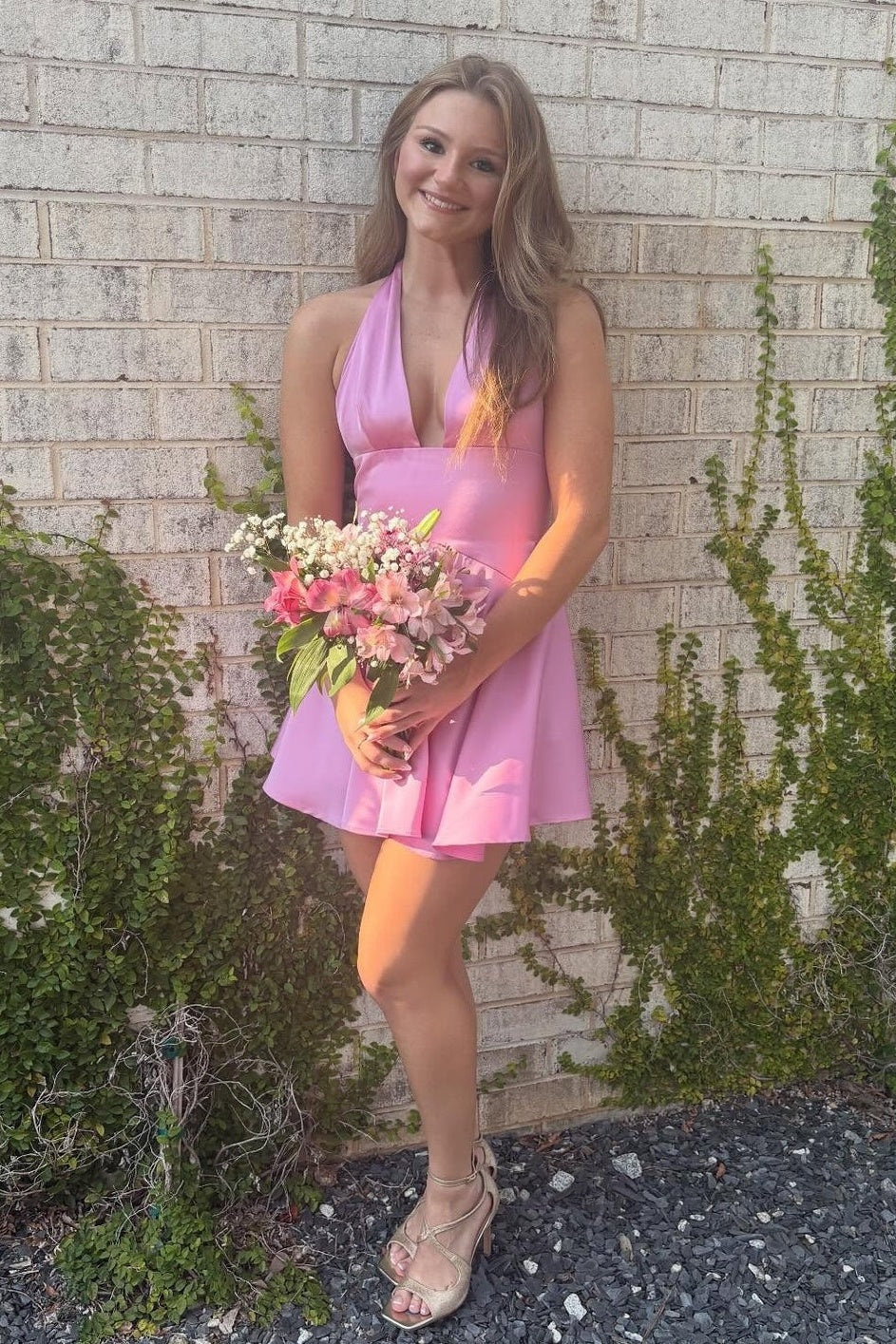 Cute A Line Halter Neck Light Blue Short Homecoming Dress with Open Back