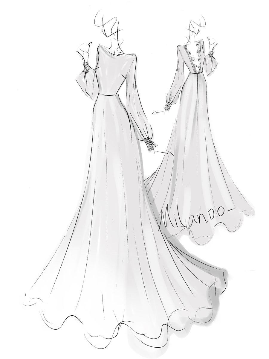 Chiffon White Long Sleeves Backless Lace A-Line Beach Wedding Dresses