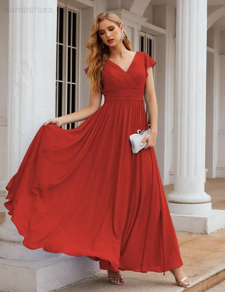 ZapDress V-Neck Bridesmaid Dress Floor Length Backless Formal Evening Dress 28024 (ZD17052)