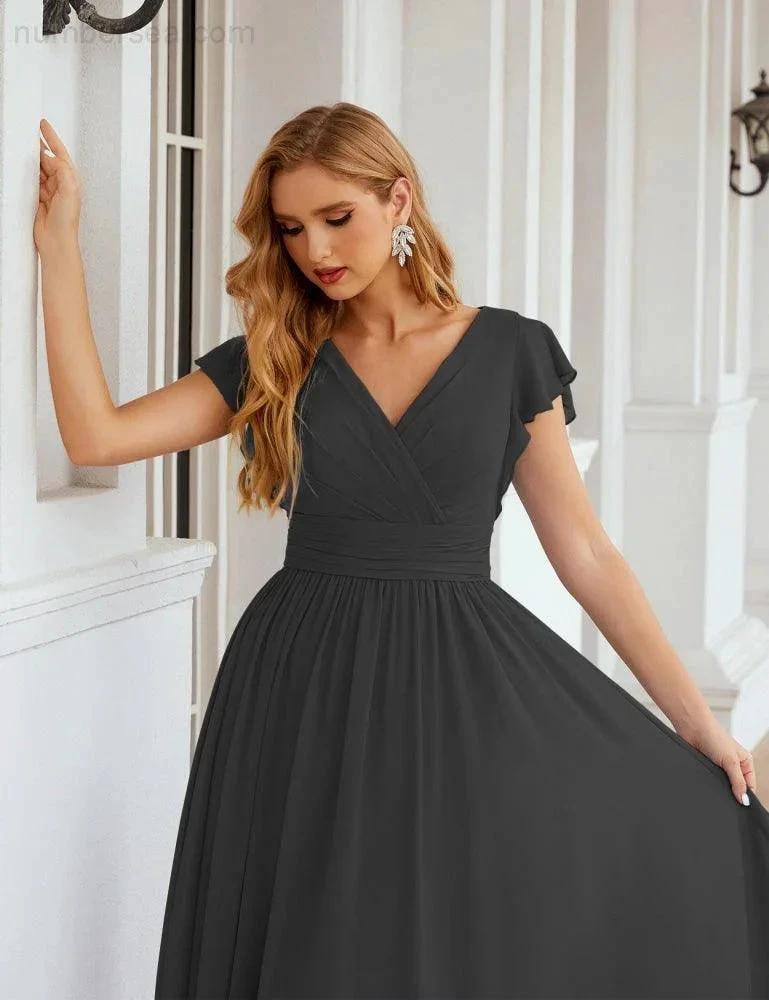 ZapDress V-Neck Bridesmaid Dress Floor Length Backless Formal Evening Dress 28024 (ZD17052)
