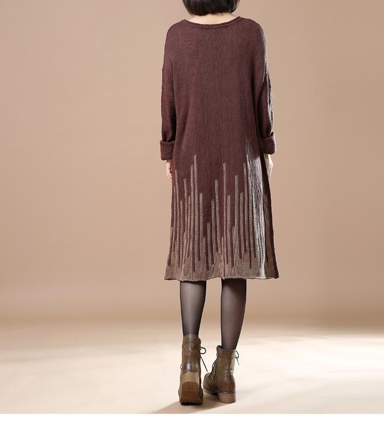 Chocolate falling stars women knit sweaters knit dress plus