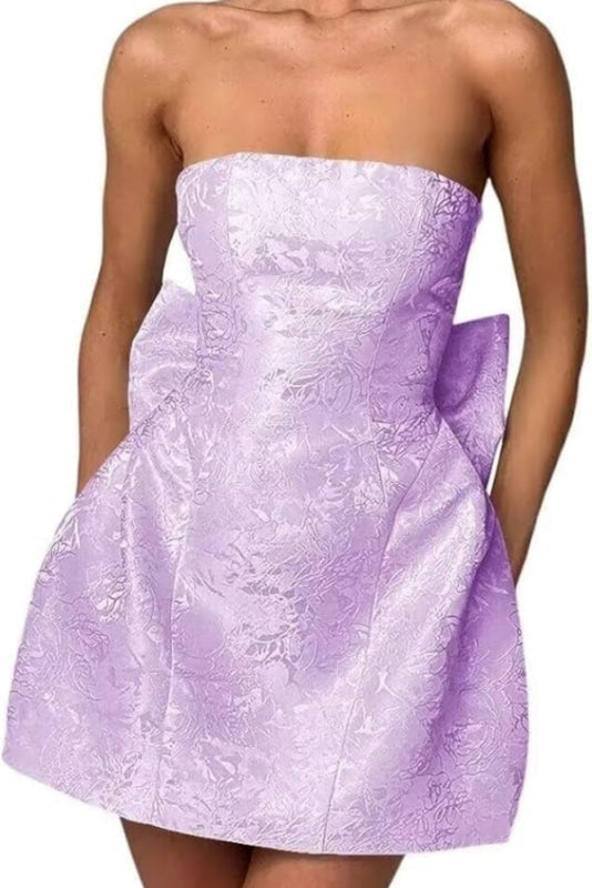 Classic Sleeveless Pleats Satin Short Homecoming Dresses with Bow