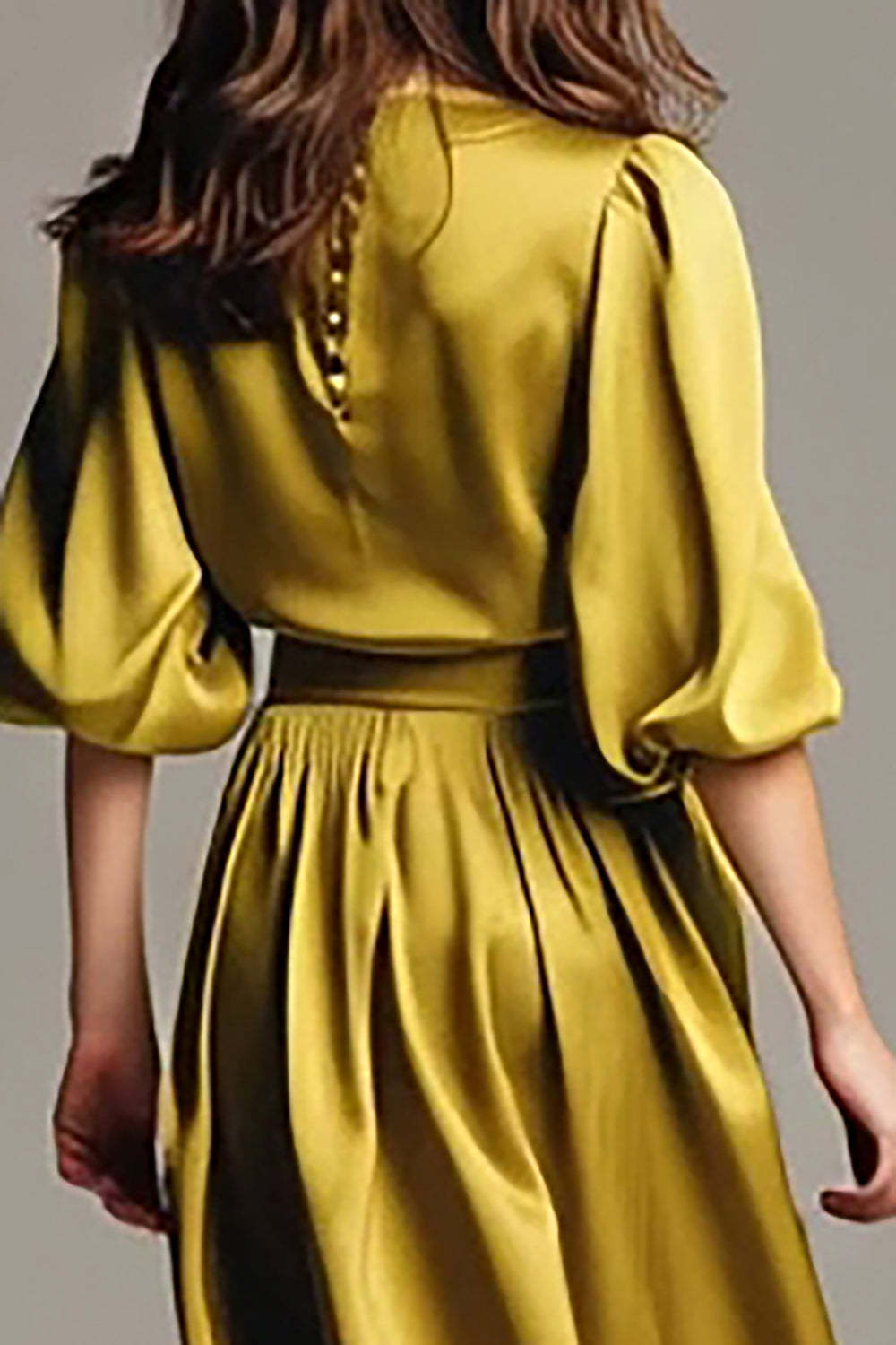 Suzhoufashion Coffee Satin Half Sleeves A-Line Long Evening Dress