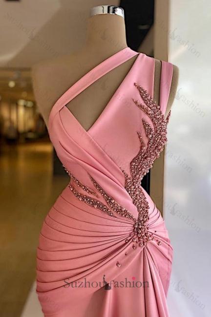 Column Satin Prom Dress Sleeveless Pink Formal Dress