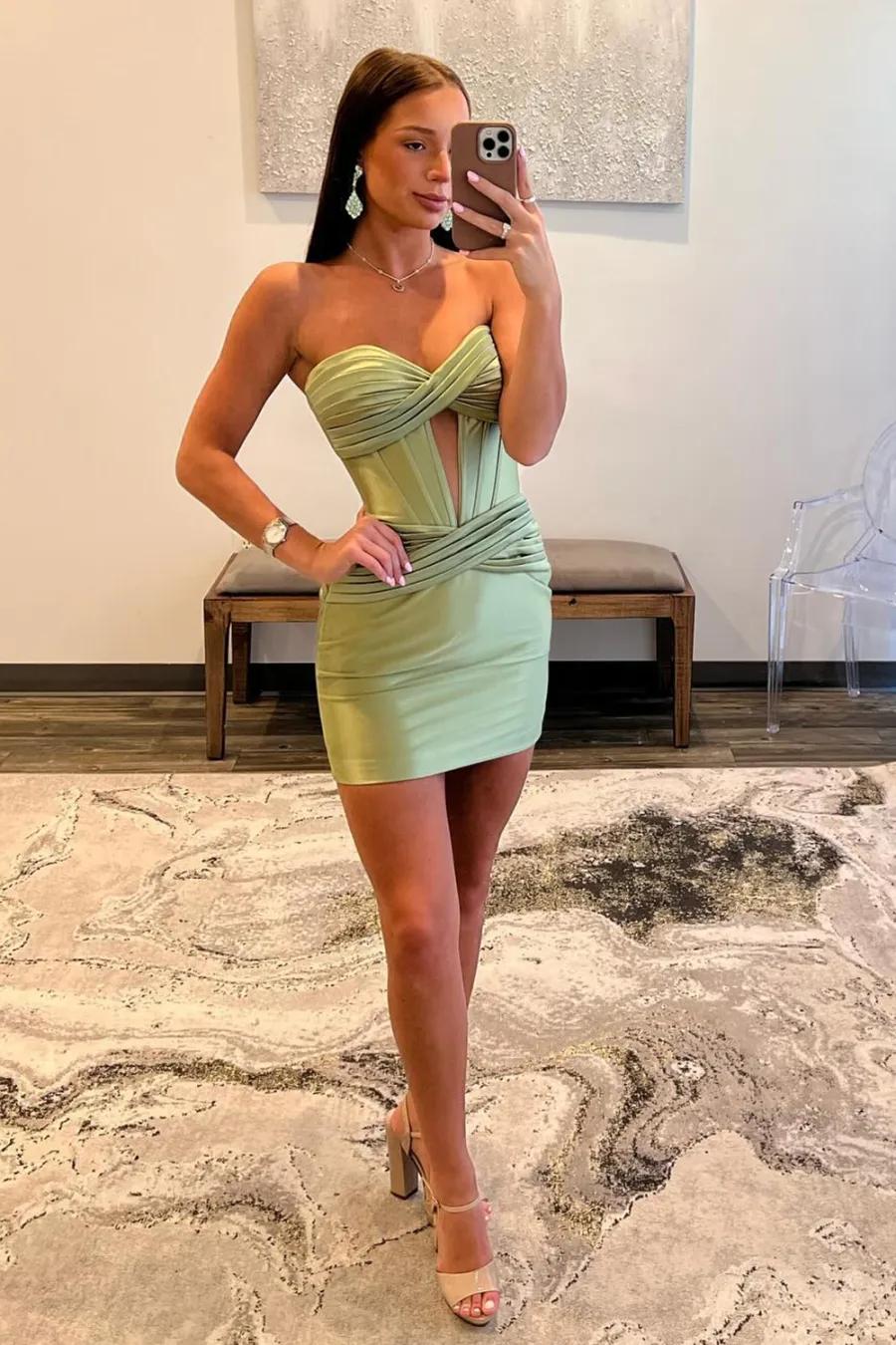 Copper Homecoming Dresses Corset Keyhole Tight Short Cocktail Dresses with Ruffles