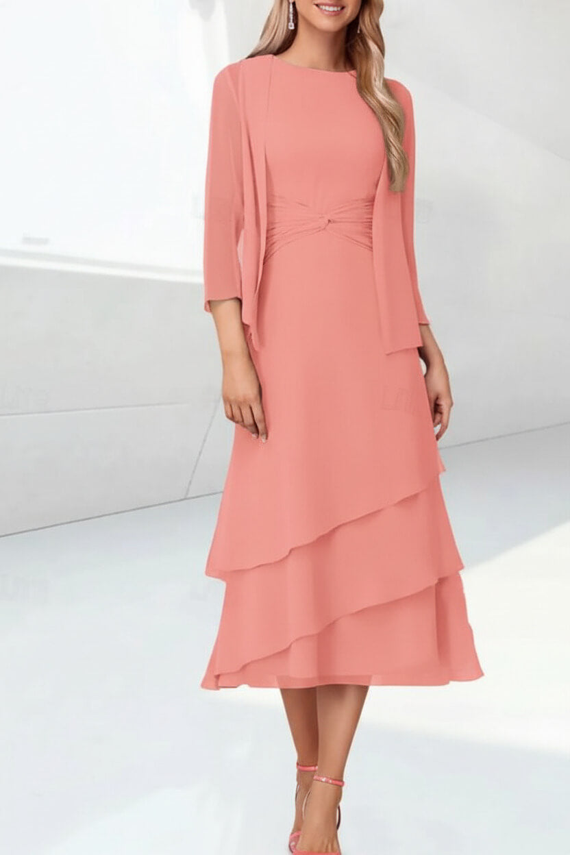 Mint Green Mother of the Bride Dress Chiffon Two Piece Wedding Guest Dress