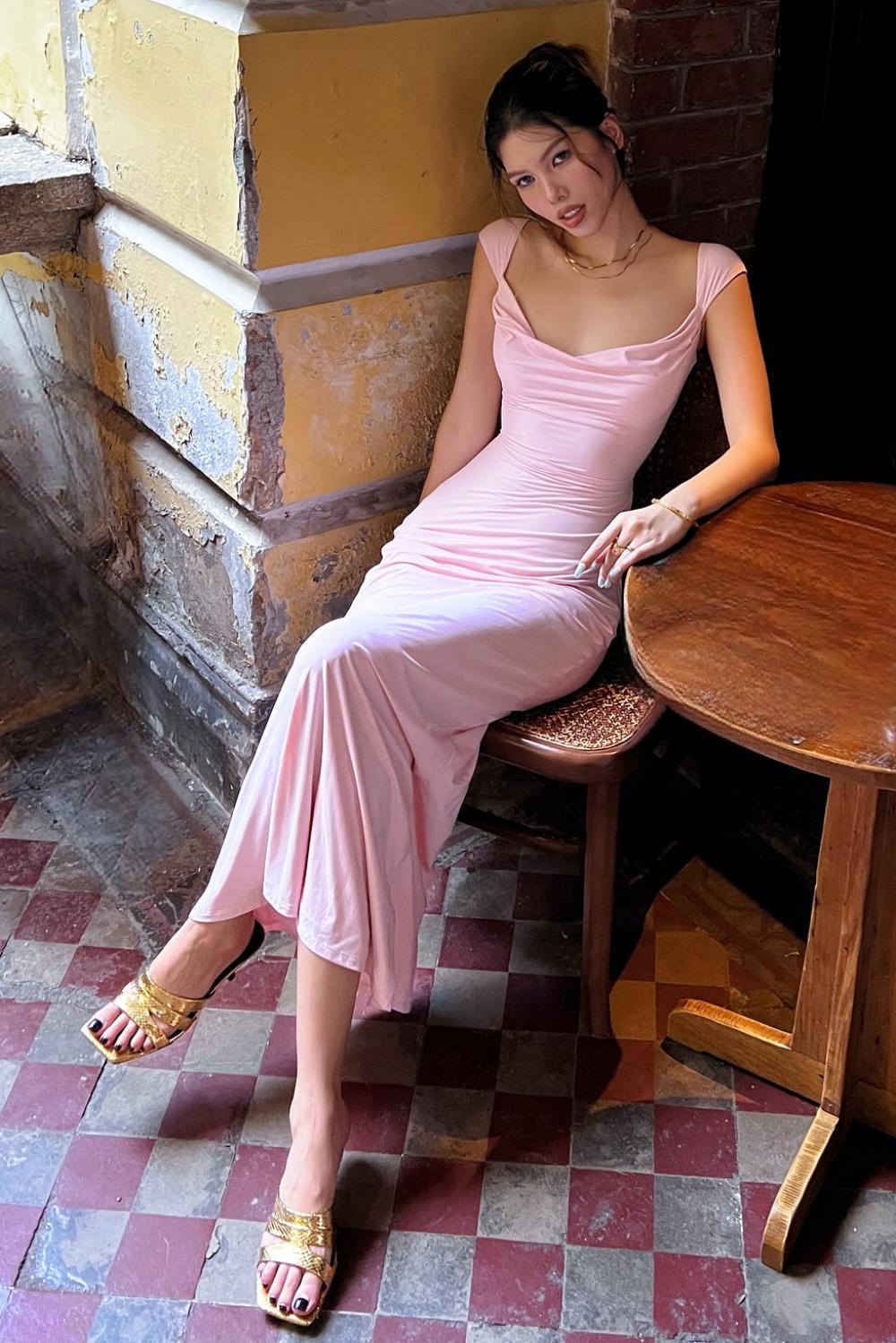 Mermaid Off The Shoulder Pink Long Prom Dress With Criss Cross Back Formal Evening Gown