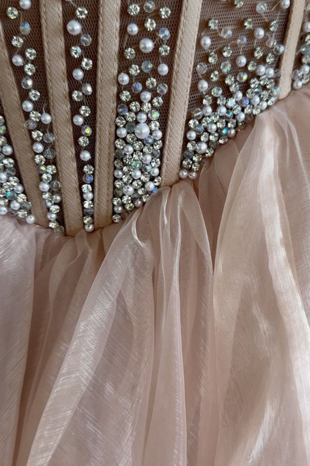 Cute A-Line Strapless Long Tulle Prom Dress With Split And Beading - View 4 | VelvetHem