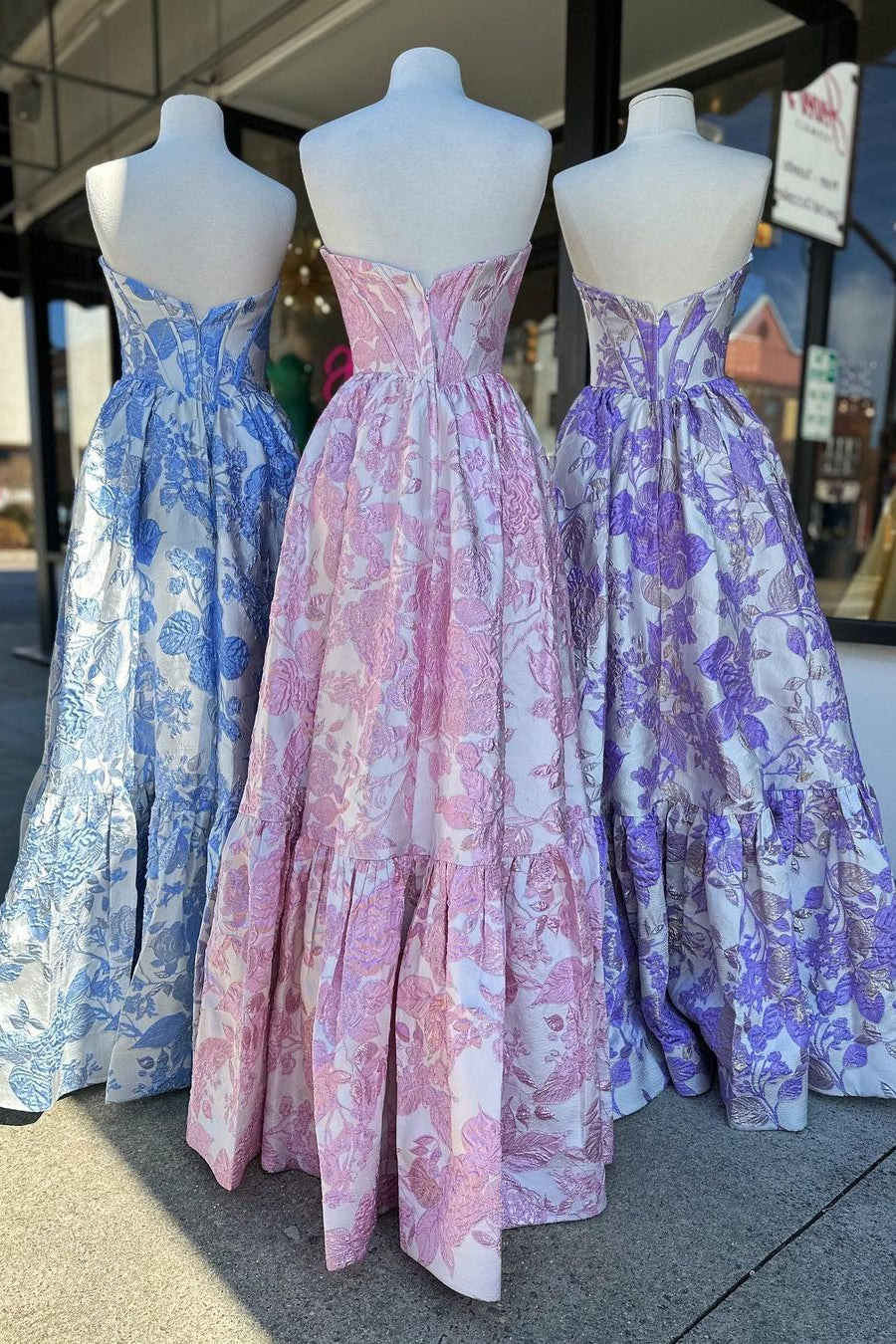 Cute A-Line Sweetheart Zipper Back Long Floral Prom Dress - View 4 | VelvetHem