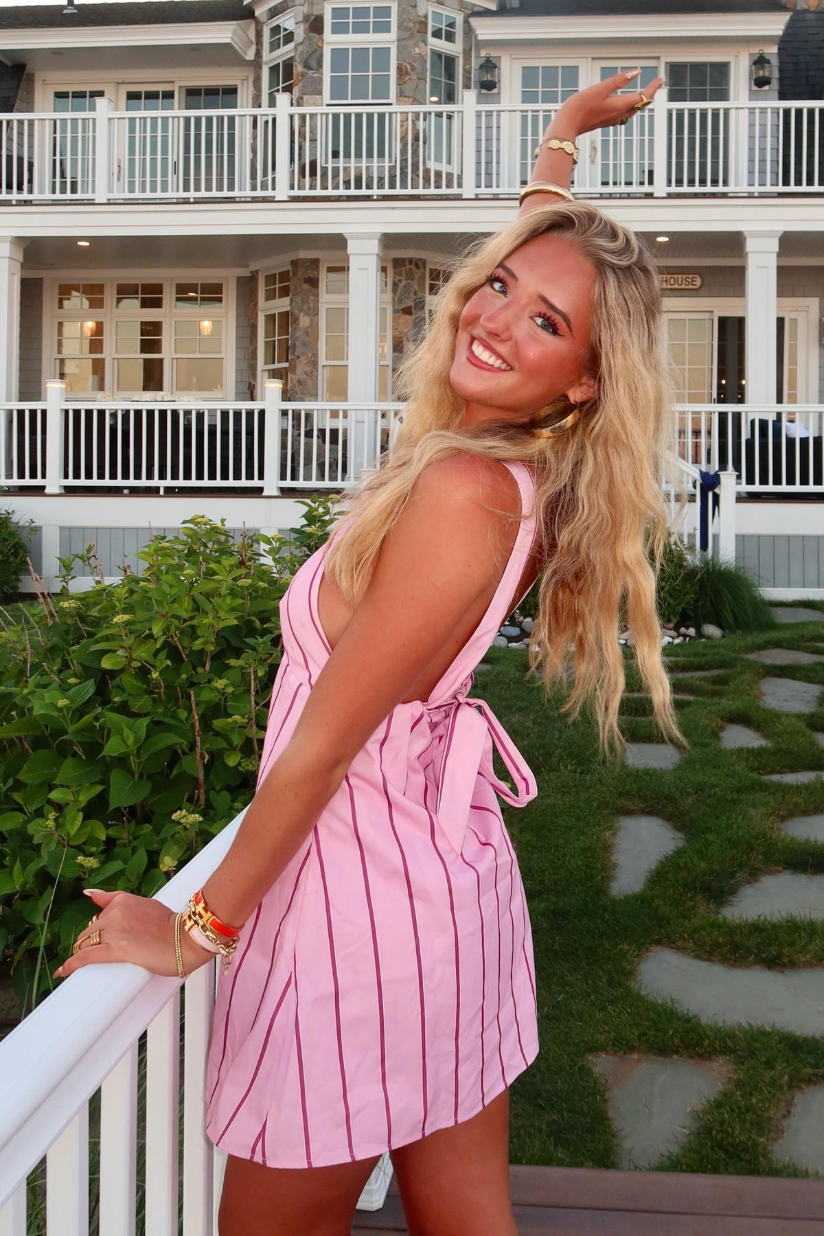 Cute A Line Halter Neck Pink Short Homecoming Dress with Keyhole