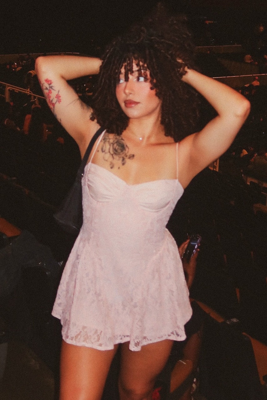 Cute A Line Spaghetti Straps Light Pink Lace Short Homecoming Dress