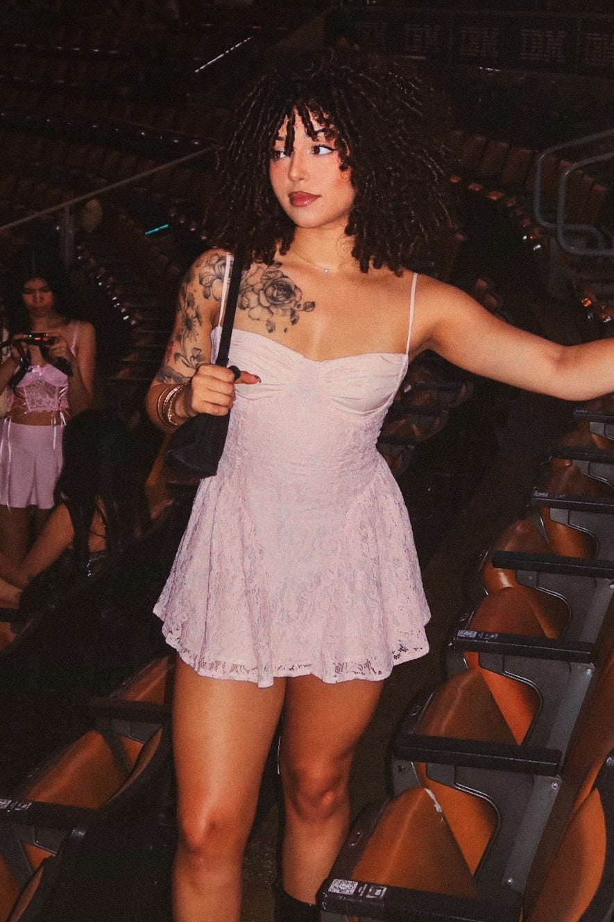 Cute A Line Spaghetti Straps Light Pink Lace Short Homecoming Dress