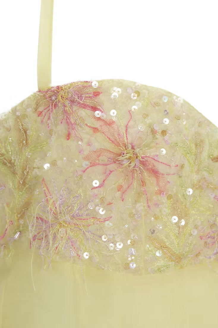 Cute A Line Spaghetti Straps Light Yellow Short Homecoming Dress with Embroidery