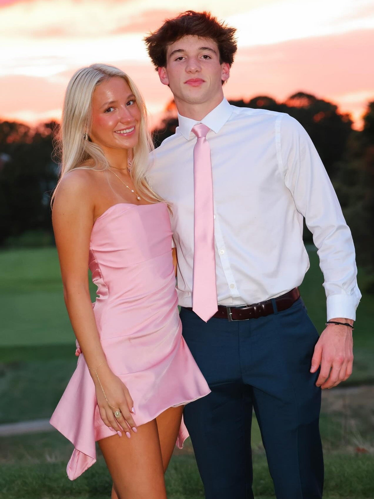 Cute A Line Strapless Pink Satin Short Homecoming Dress