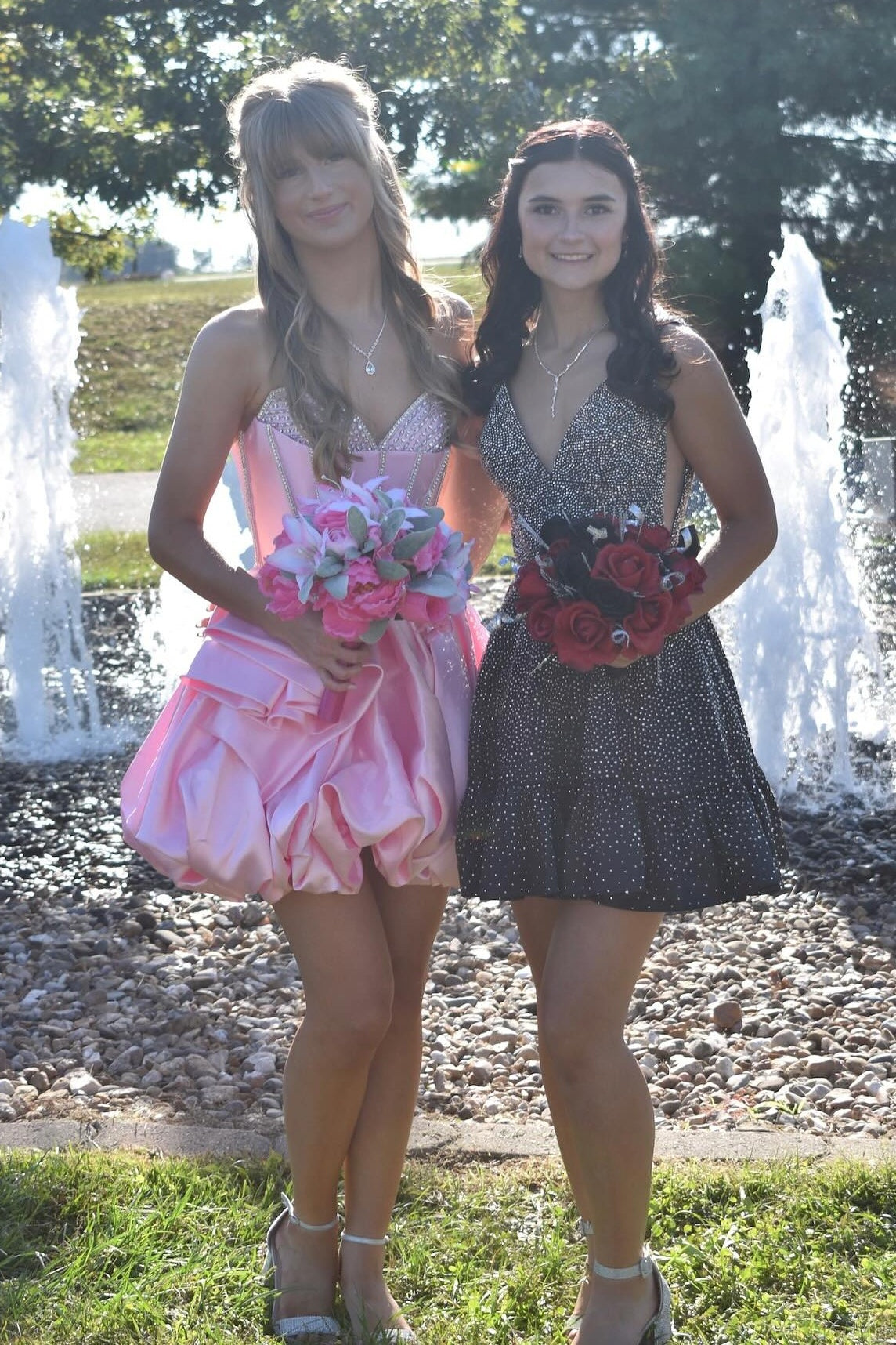Princess A Line Sweetheart Pink Corset Homecoming Dress with Beading