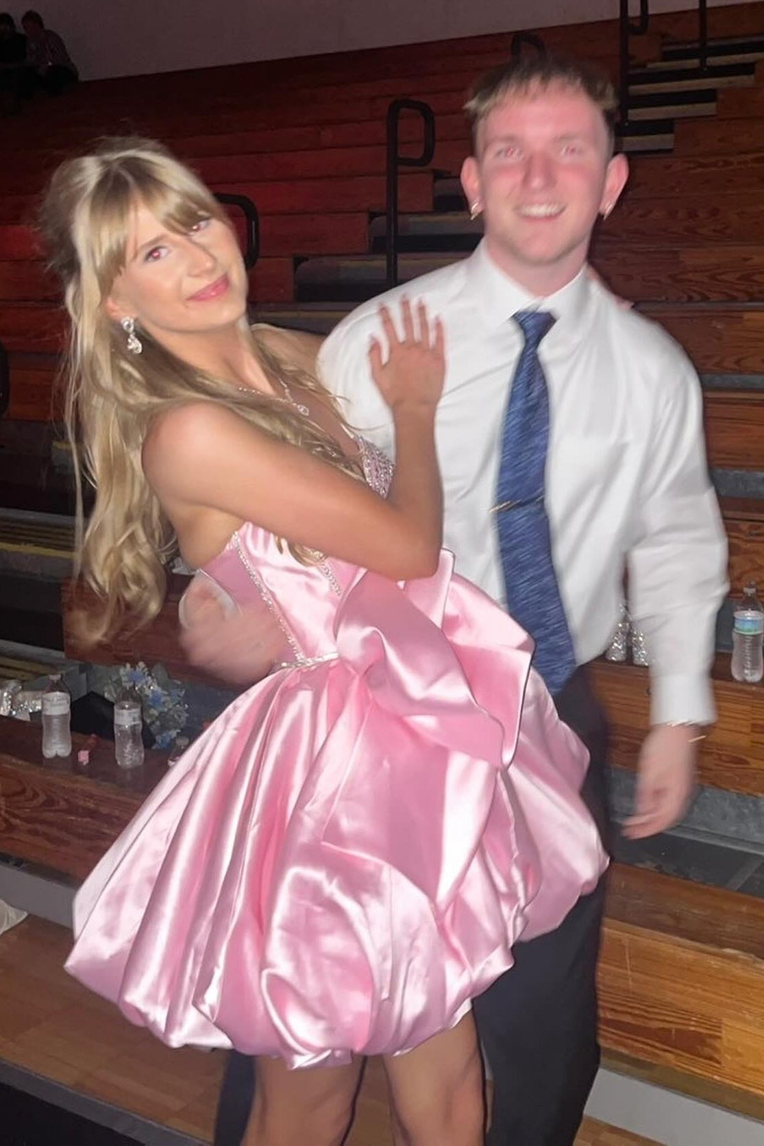 Princess A Line Sweetheart Pink Corset Homecoming Dress with Beading